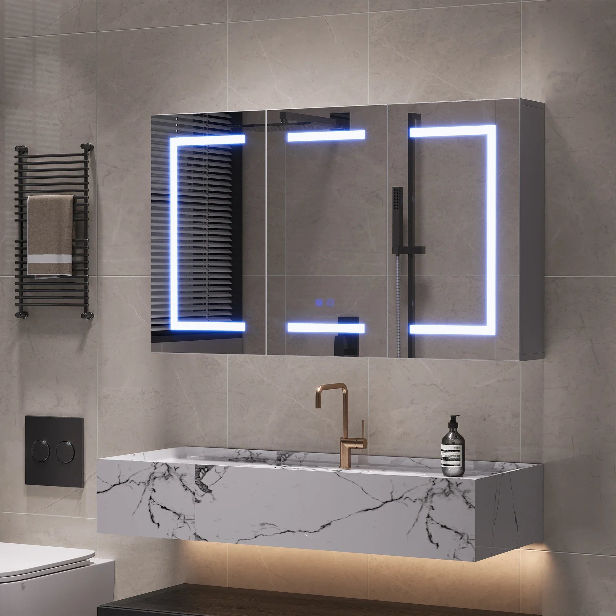 Armoire de toilette LED anti-buée blanche