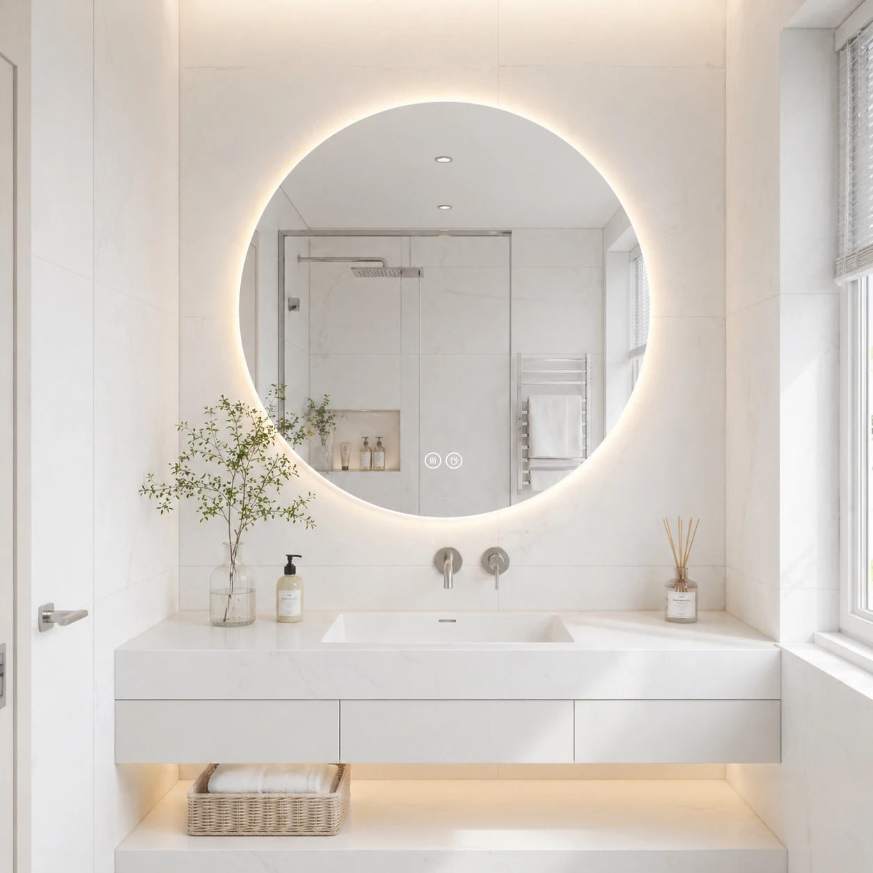 Miroir LED rond double halo
