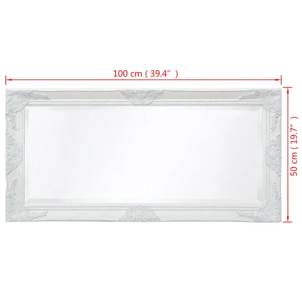 Miroir mural baroque blanc en relief