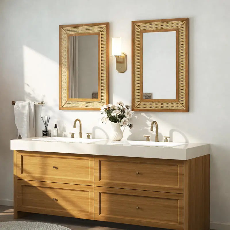 Miroir rotin bohème tressé