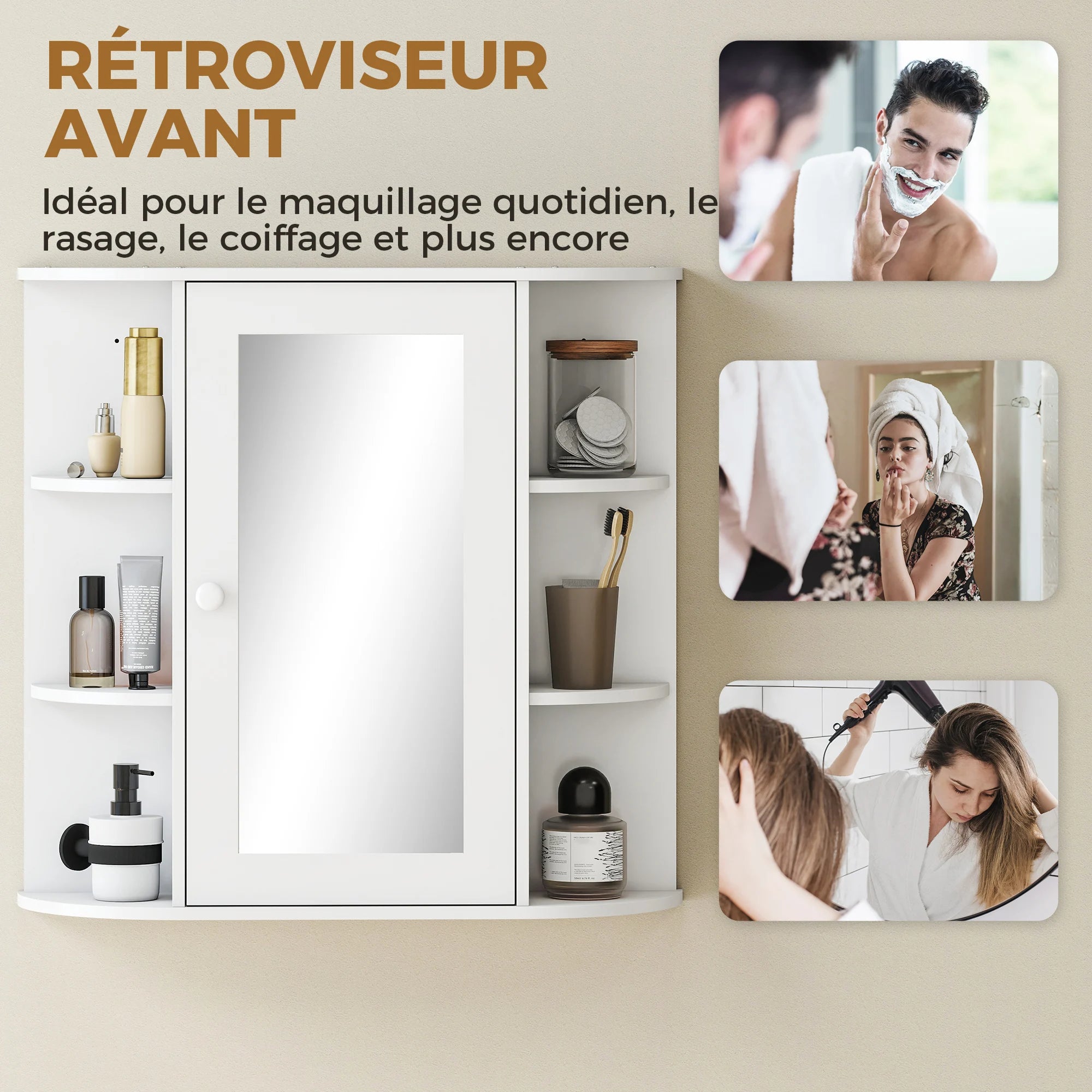 Armoire de toilette compacte 1 porte