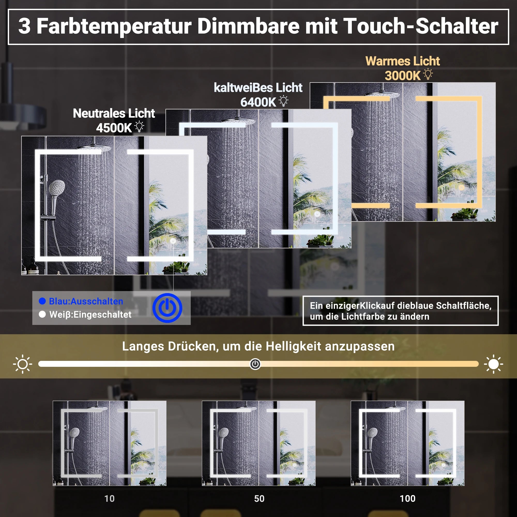 Armoire de toilette LED ajustable blanche