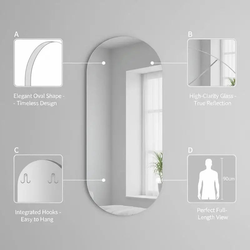 Miroir LED ovale à lumière colorée