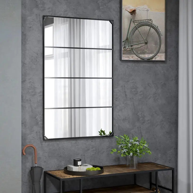 Miroir industriel quadrillé noir
