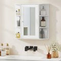 Armoire de Toilette Compacte 1 Porte Miroir Étagères Latérales