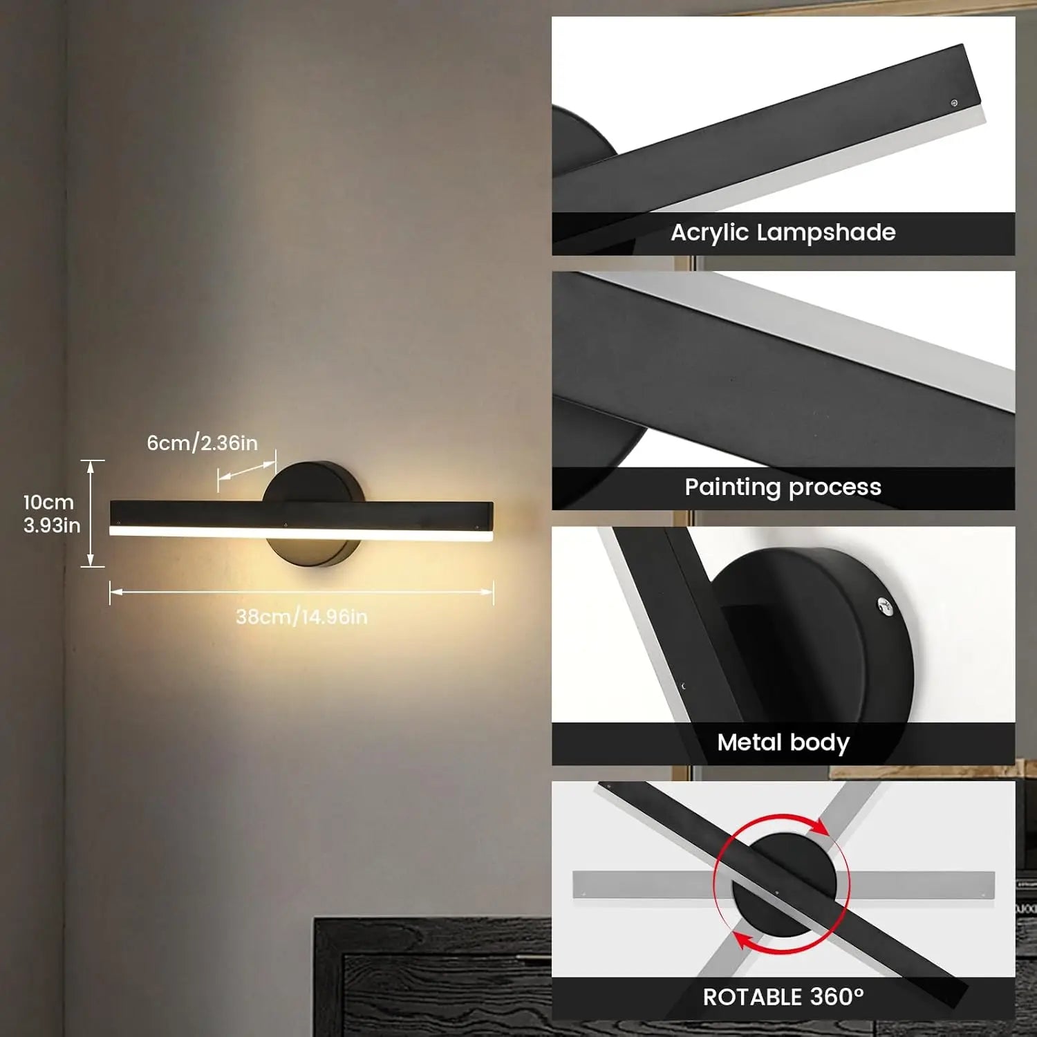Applique murale LED pivotante coiffeuse