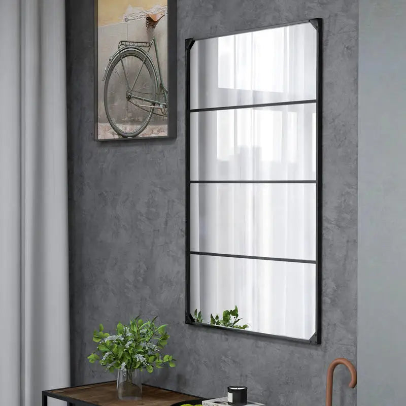 Miroir industriel quadrillé noir