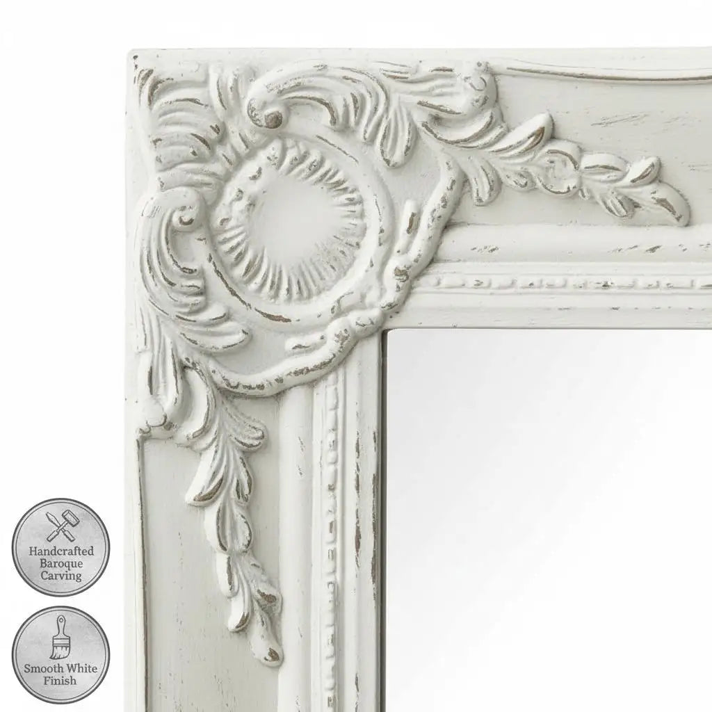 Miroir mural baroque blanc vertical