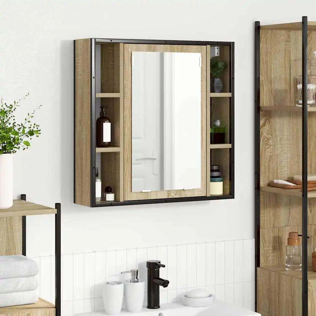 Armoire de toilette beige grand rangement
