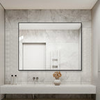 Miroir mural rectangulaire cadre aluminium noir 60x80 cm