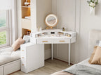 Coiffeuse d'angle blanche miroir LED