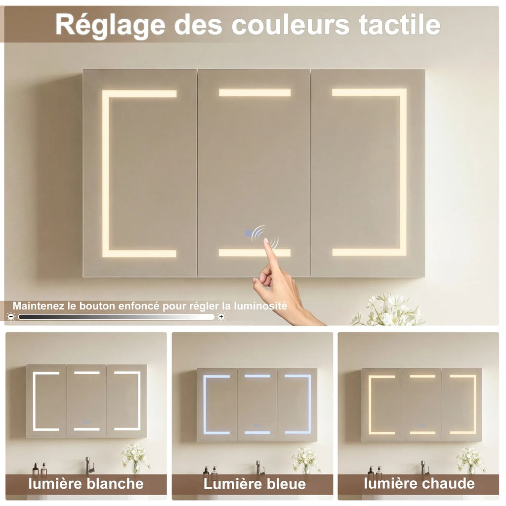 Armoire de toilette LED anti-buée blanche