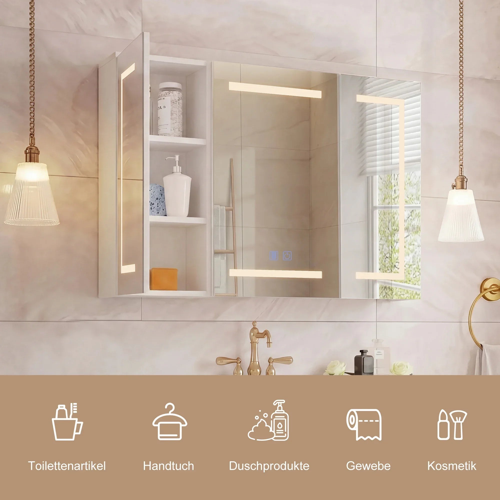 Armoire de toilette LED anti-buée blanche