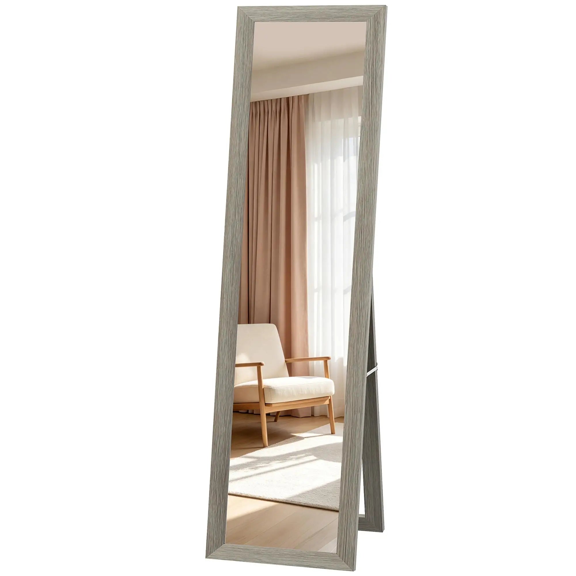 Miroir pleine longueur cadre bois gris