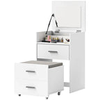 Coiffeuse blanche miroir rabattable