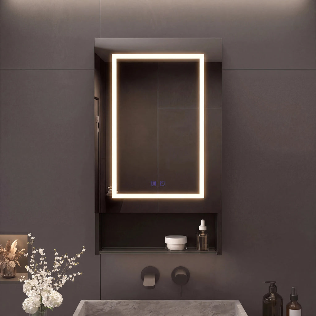 Armoire de toilette LED anti-buée blanche