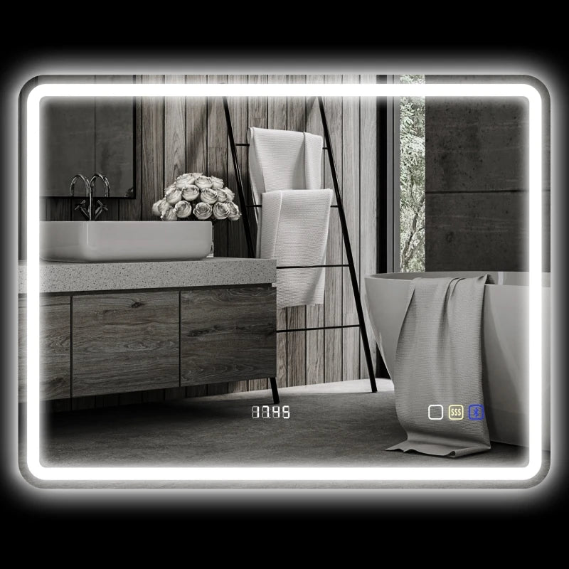 Miroir LED connecté Bluetooth horloge