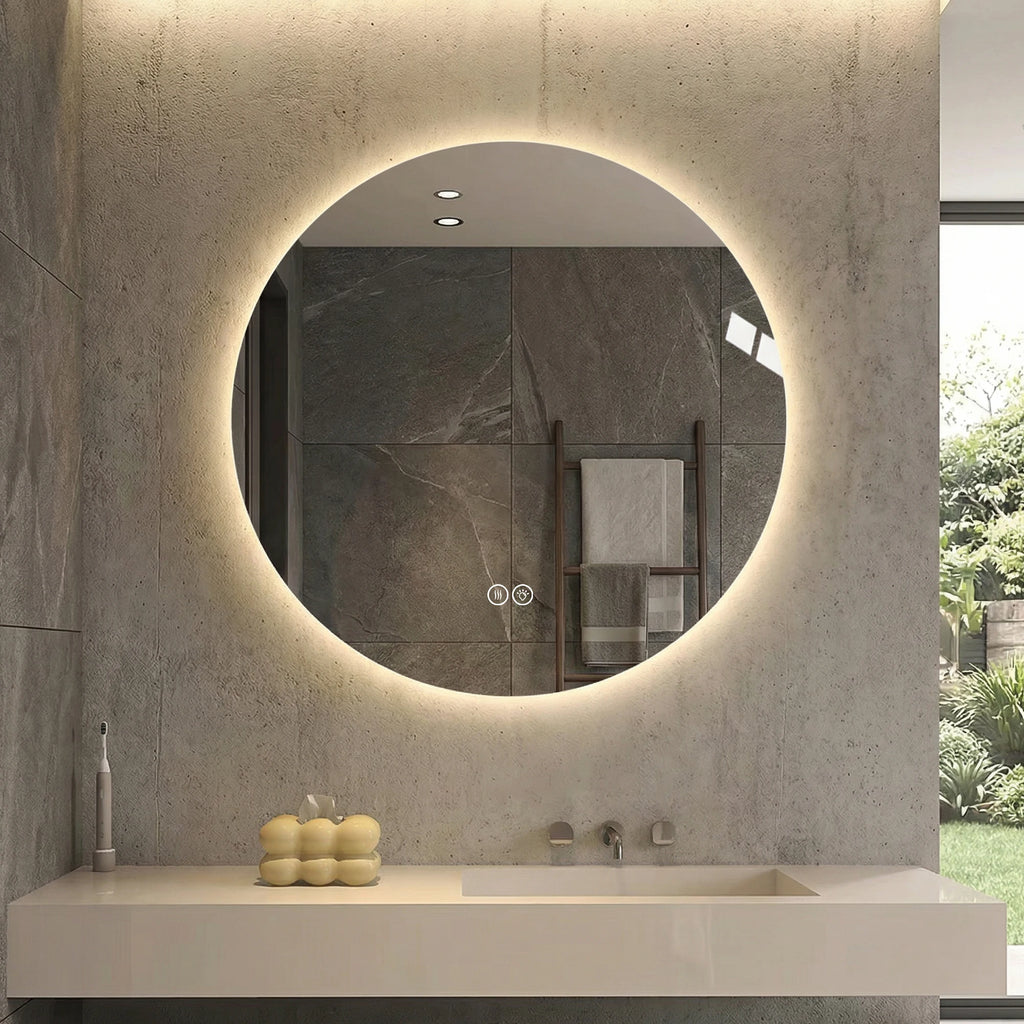 Miroir LED rond double halo