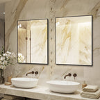 Miroir mural rectangulaire cadre aluminium noir 60x80 cm