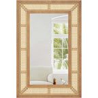 Miroir rotin rectangulaire bois naturel