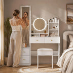 Coiffeuse blanche 4-en-1 miroir LED