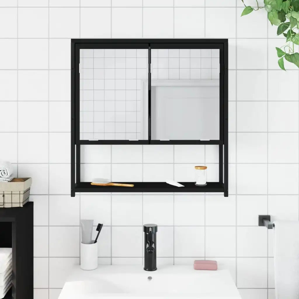 Armoire de toilette noire bois grand rangement