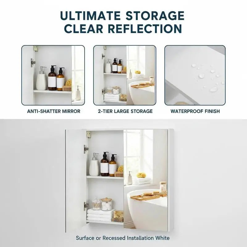 Armoire de toilette 2 niveaux double porte