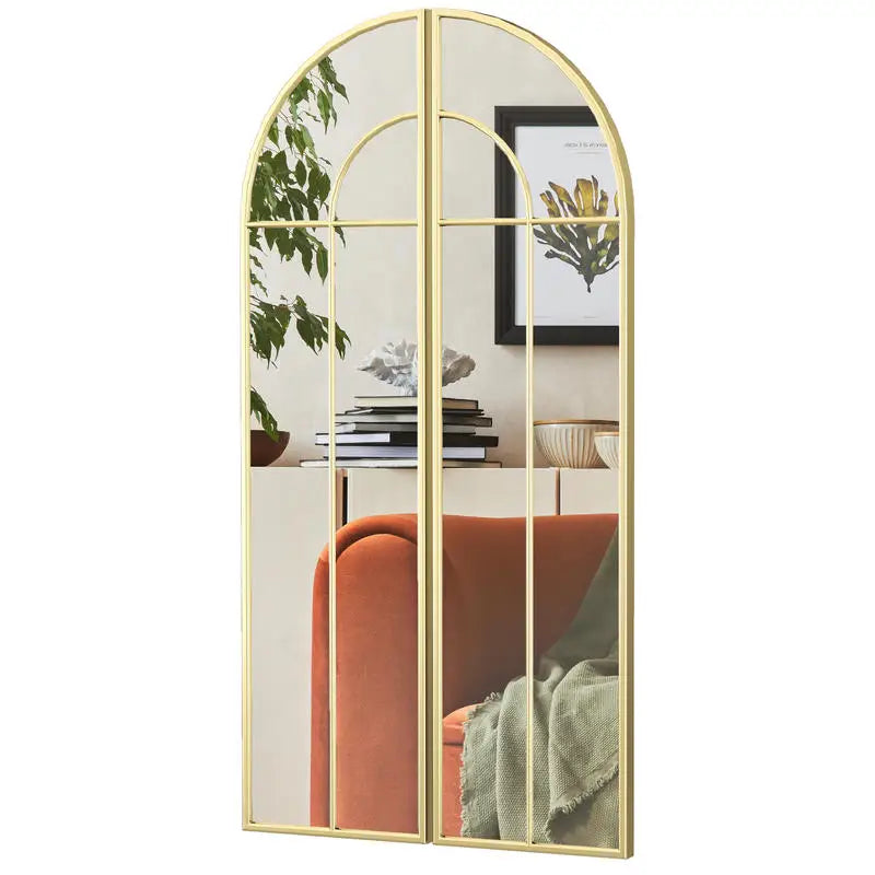 Grand miroir mural arche doré