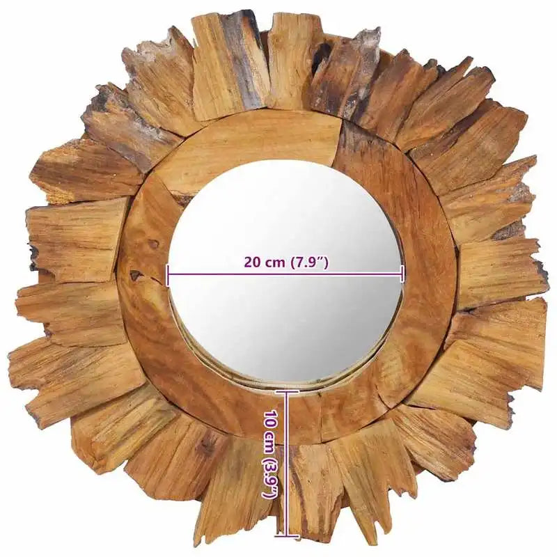 Miroir rond teck cadre pétales