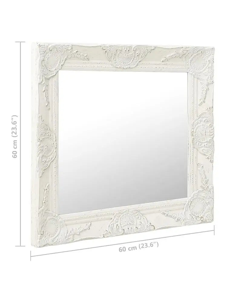 Miroir mural baroque blanc carré