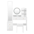 Coiffeuse blanche 4-en-1 miroir LED