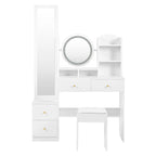 Coiffeuse blanche 4-en-1 miroir LED