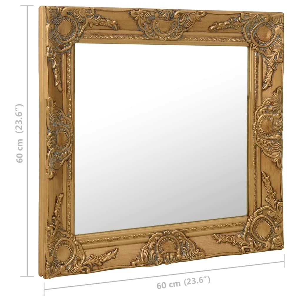 Miroir mural baroque doré carré