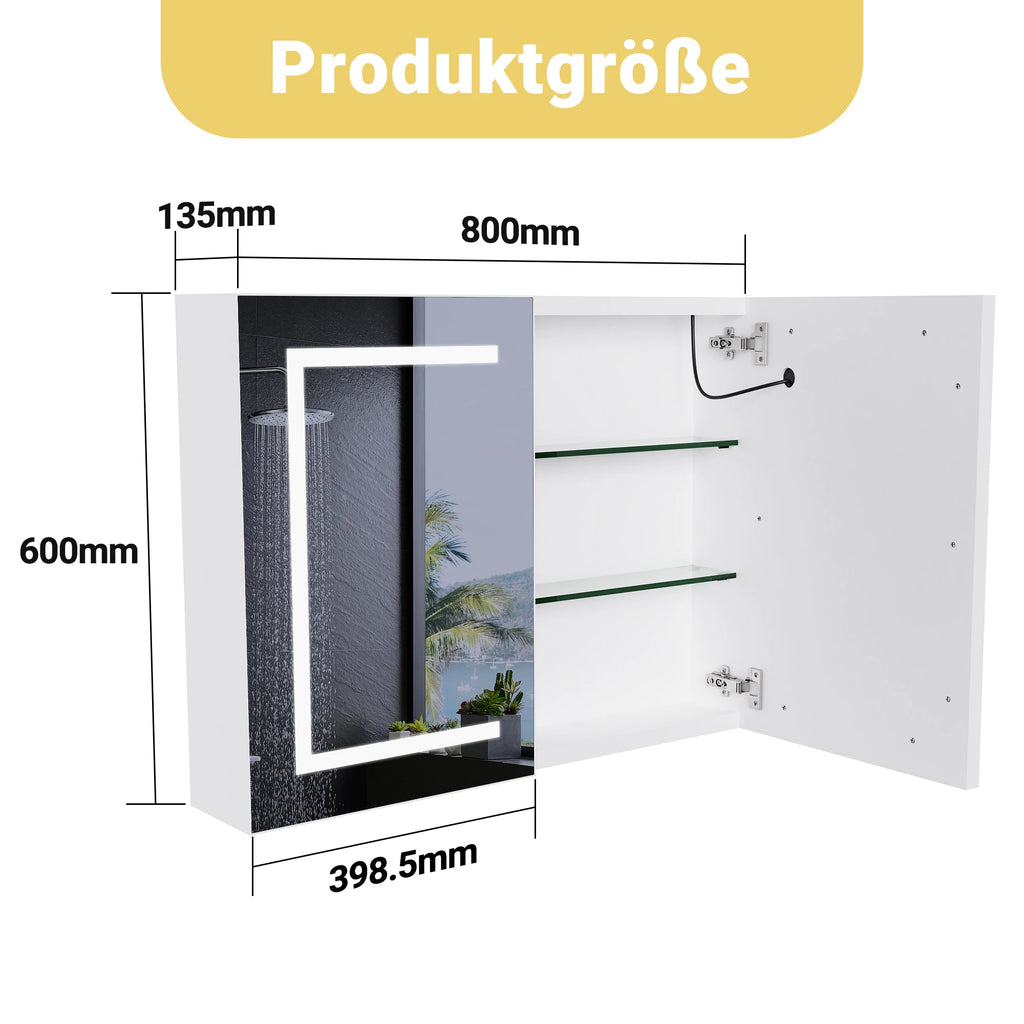 Armoire de toilette LED ajustable blanche