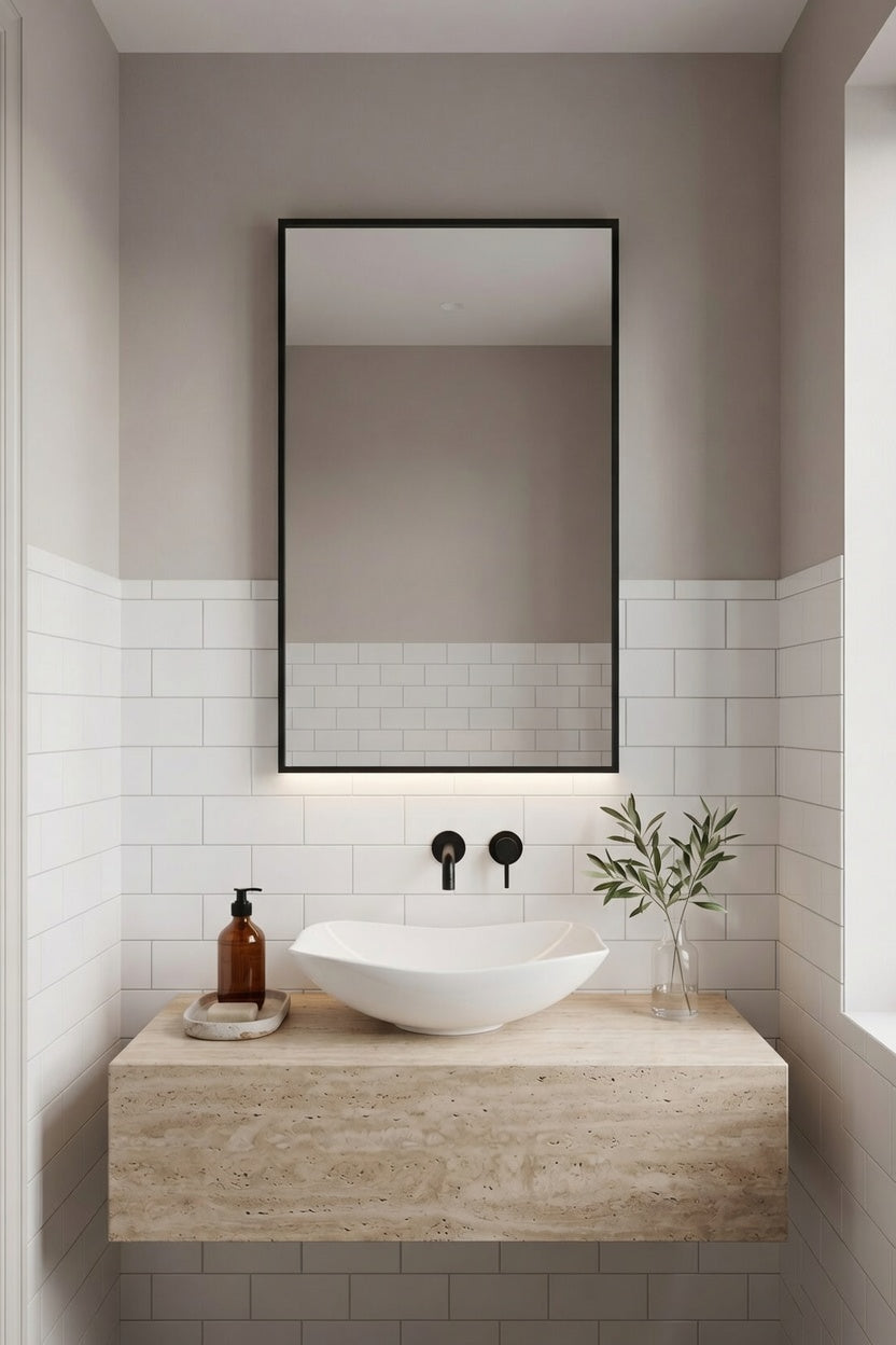 Miroir Rectangulaire Aluminium Noir Verre HD 2 Formats Double Pose